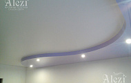 Двухуровневый натяжной потолок (лилово-белый)
