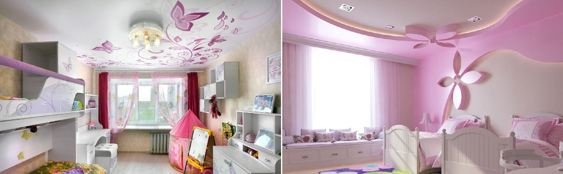 Заказать натяжные потолки в детскую комнату для девочки - компания Alezi