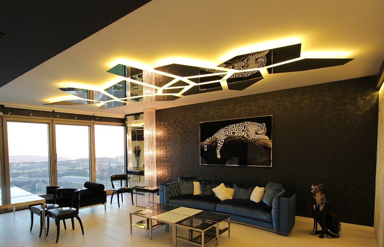 Экзотика натяжные потолки в дизайне интерьера, необычные потолки от компании Alezi