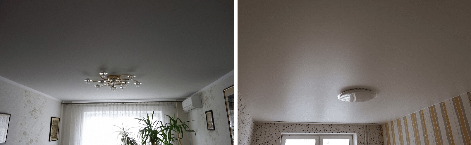 Простой натяжной потолок: фото работ компании Алези - недорогие полотна с бесплатным замером и установкой, высокий стандарт качества