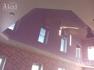 Двухуровневый натяжной потолок от Alezi (бело-фиолетовый)